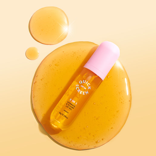 The Quick Flick Quick Screen SPF50 3 in 1 Hydrate & Plump Lip Oil Manuka Honey 8g