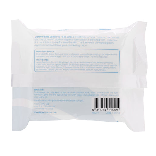 Priceline Sensitive Face Wipes 25 Pack