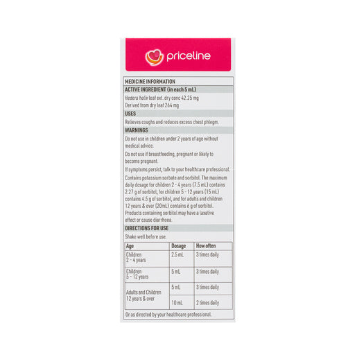Priceline Chesty Cough Liquid For Children Strawberry Flavour 200mL