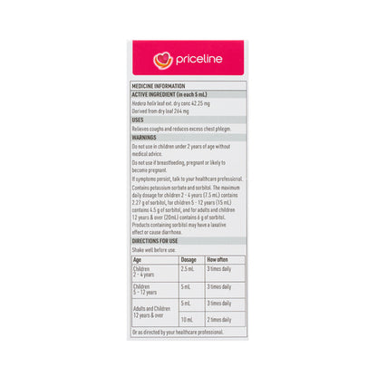 Priceline Chesty Cough Liquid For Children Strawberry Flavour 200mL