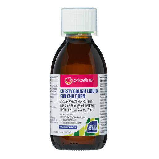 Priceline Chesty Cough Liquid For Children Strawberry Flavour 200mL