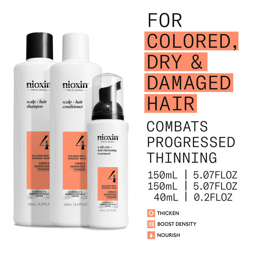 NIOXIN Scalp + Hair Thickening System 4 For Colored, Dry Damaged Hair With Progressed Thinning 350mL - GimmeNow
