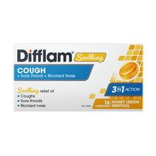 Difflam Soothing Cough + Sore Throat + Blocked Nose Honey Lemon Menthol 16 Lozenges - GimmeNow