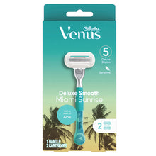 Gillette Venus Miami Sunrise Deluxe Smooth Sensitive 1 Premium Razor Handle + 2 Blades Refills - GimmeNow