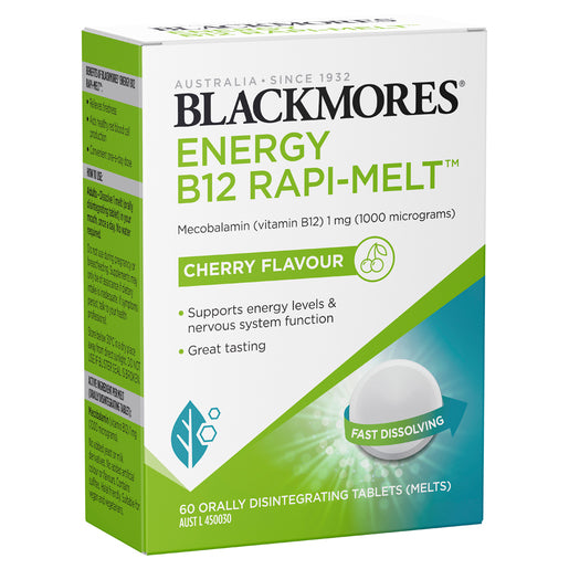 Blackmores Energy B12 Rapi-Melt Cherry Flavour 60 Tablets - GimmeNow