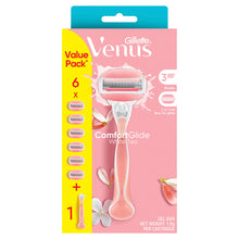 Gillette Venus ComfortGlide White Tea Women's Razor 1 Razor Handle + 6 Blade Refills