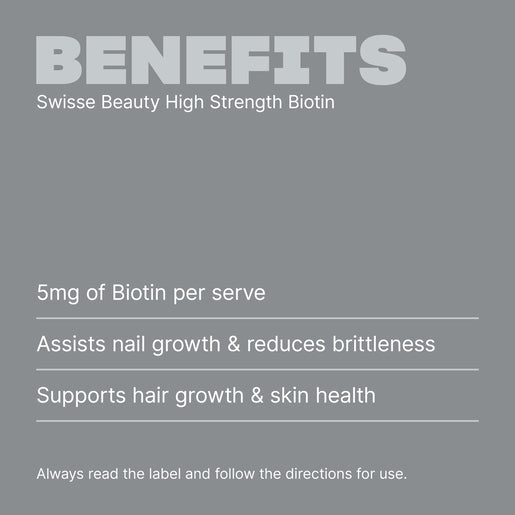 Swisse Beauty High Strength Biotin 5,000mcg 100 Tablets - GimmeNow