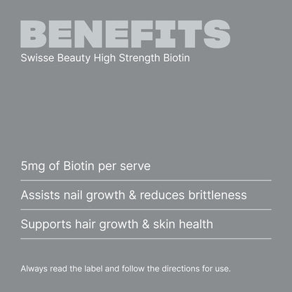 Swisse Beauty High Strength Biotin 5,000mcg 100 Tablets - GimmeNow
