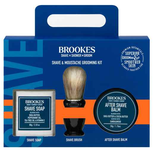 Brookes Shave & Moustache Grooming Kit 3 Piece Set