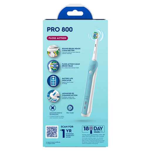 Oral-B Pro 800 Floss Action Electric Toothbrush Blue 1 Pack