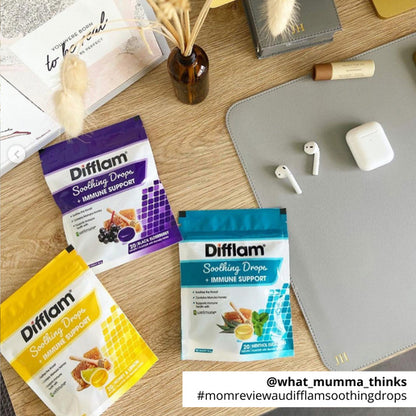 Difflam Soothing Drops + Immune Support Honey & Lemon Flavour 20 Pack