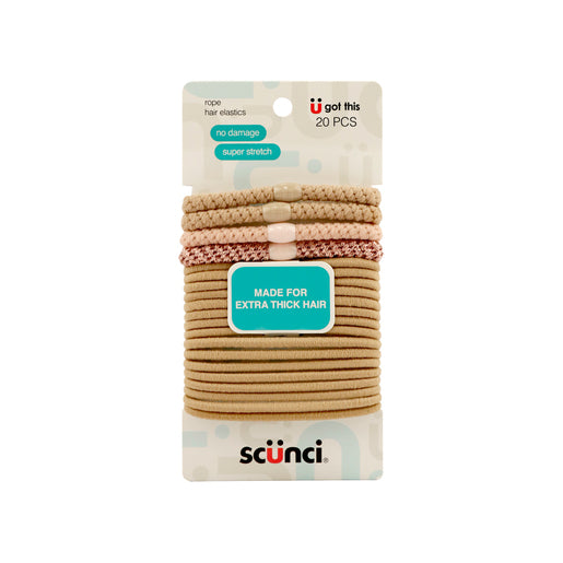 Scunci Hair Elastics Rope & Basic 20 Pack