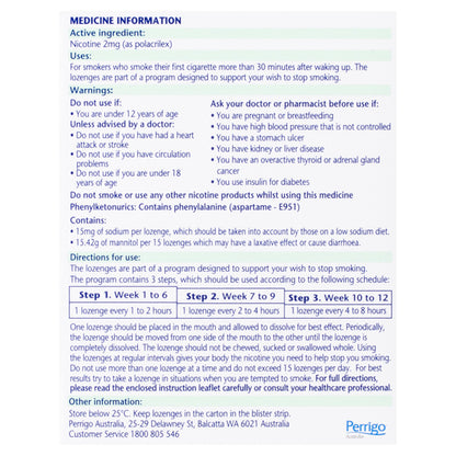 Nicotinell Nicotine 2mg Regular Strength Peppermint 72 Lozenges