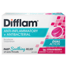 Difflam Sore Throat Lozenges Sugar Free Strawberry 16 Lozenges