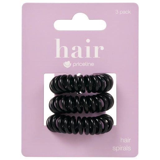 Priceline Hair Spirals Black 3 Pack