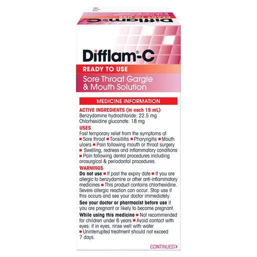 Difflam-C Sore Throat Gargle & Mouth Solution 200mL