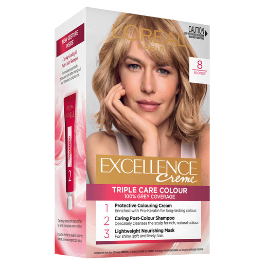 L'Oréal Paris Excellence Crème 8 Blonde (100% Grey Coverage) 1 Pack - GimmeNow