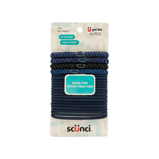 Scunci Hair Elastics Rope & Basic 20 Pack