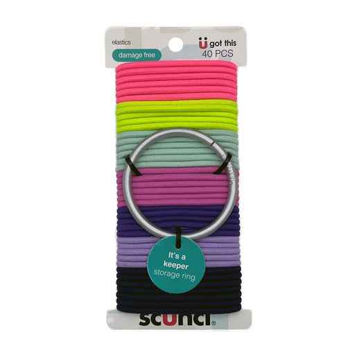 Scunci Elastics with Storage Ring Rainbow Fashion 40 Pack