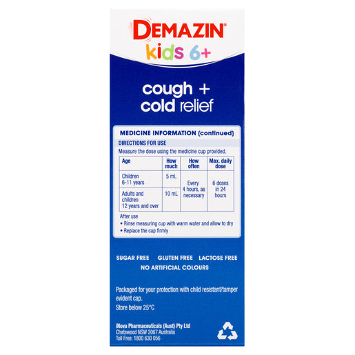 Demazin Cough & Cold Relief Syrup 200mL
