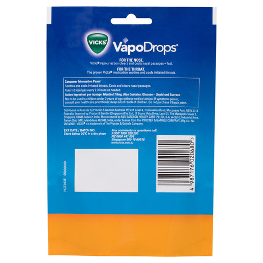 Vicks VapoDrops Butter Menthol 42 Lozenges - GimmeNow