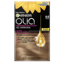 Garnier Olia 8.0 Blonde Permanent Hair Colour No Ammonia, 60% Oils 1 Kit - GimmeNow
