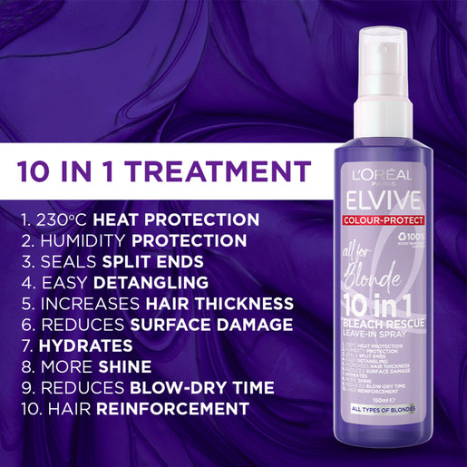 L'Oréal Paris Elvive Colour Protect Purple 10 in 1 Leave In Spray 150mL