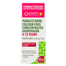 Priceline Pharmacy Paracetamol Colour Free Concentrated Suspension 5-12 Years 200mL