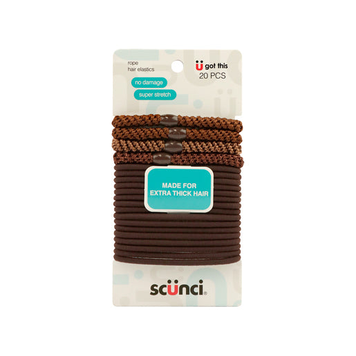 Scunci Hair Elastics Rope & Basic 20 Pack