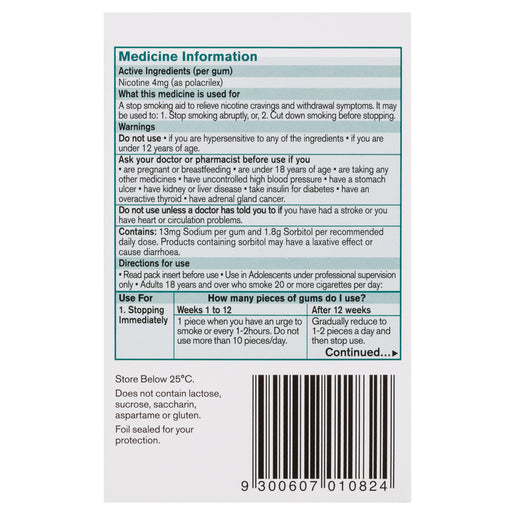 NICORETTE® Nicotine Gum 4mg Extra Strength Classic 75 Pack