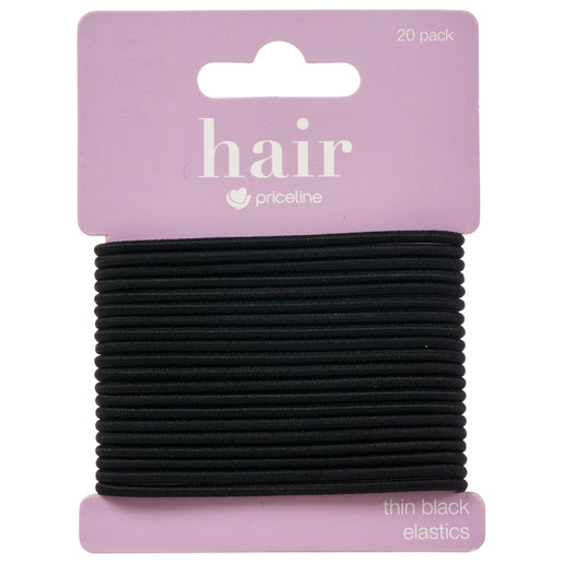 Priceline Thin Elastics Black 20 Pack