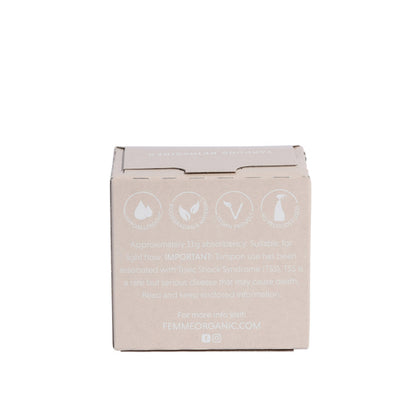 Femme Organic Regular Cotton Tampons 18 Pack