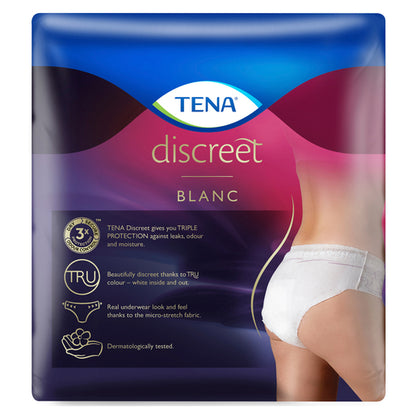 Tena Discreet Women's Low Waist Underwear Pants White Medium 8 Pack