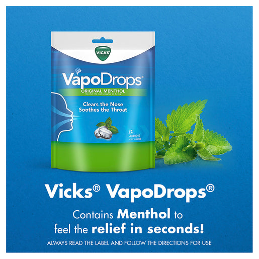Vicks VapoDrops Butter Menthol 42 Lozenges - GimmeNow
