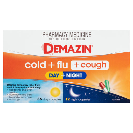 Demazin Cold + Flu + Cough Day + Night 48 Capsules