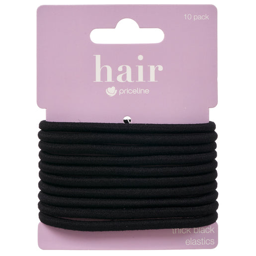 Priceline Thick Elastics Black 10 Pack