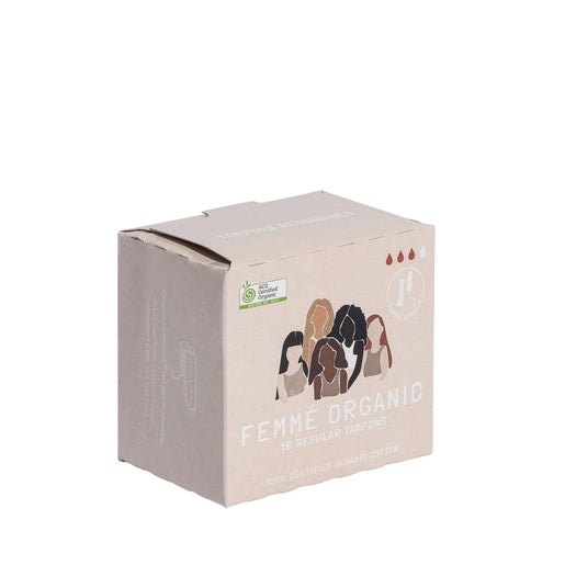 Femme Organic Regular Cotton Tampons 18 Pack