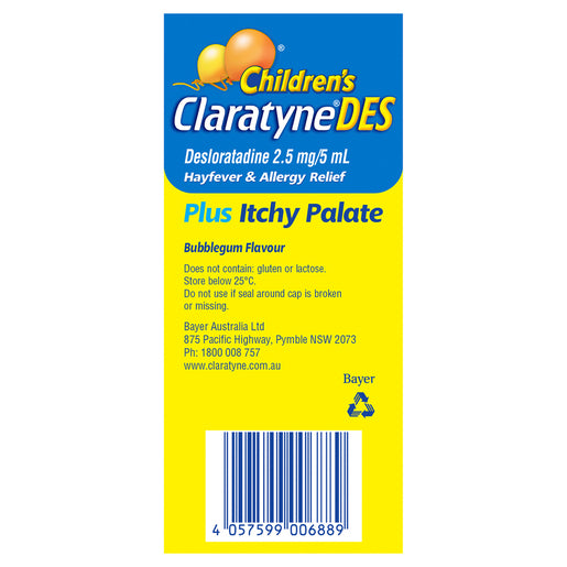 Claratyne Children's Desloratadine Syrup Bubblegum Flavoured 60mL