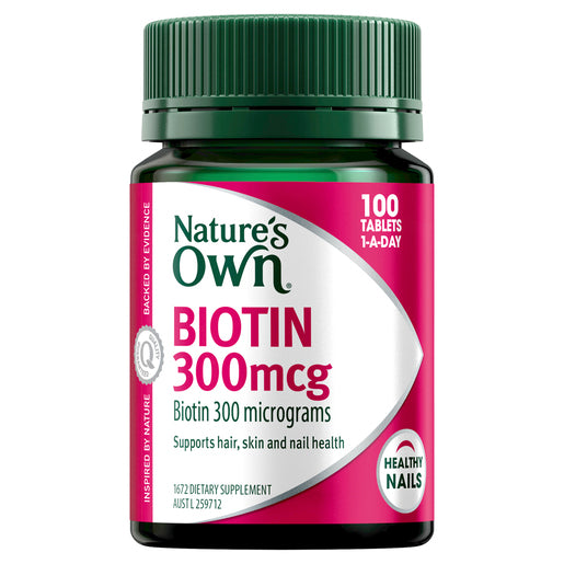 Nature's Own Biotin 300mcg for Healthy Nails 100 Tablets
