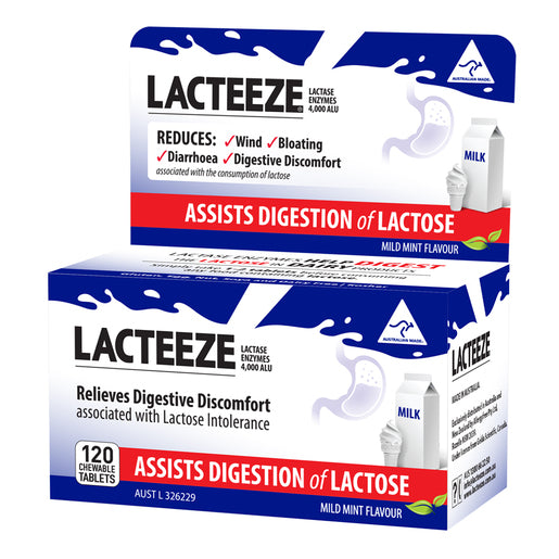 LACTEEZE Lactase Enzymes 120 Tablets