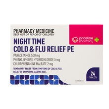 Priceline Pharmacy Night Time Cold & Flu Relief PE 24 Tablets