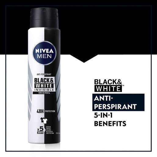 NIVEA Men Black & White Invisible Original Anti-Perspirant 250mL - GimmeNow