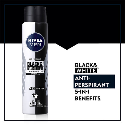 NIVEA Men Black & White Invisible Original Anti-Perspirant 250mL - GimmeNow