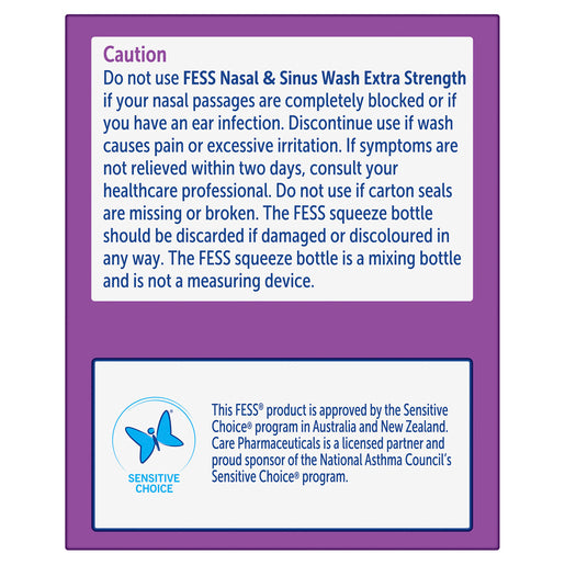 FESS Nasal & Sinus Wash Extra Strength Saline Wash Refill Sachets 24 x 6.3g - GimmeNow