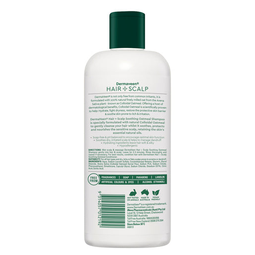 DermaVeen Oatmeal Shampoo for Dry, Flaky or Sensitive Scalps 500mL - GimmeNow