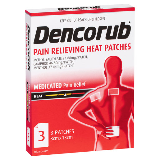 Dencorub Self Adhesive Heat Patches 3 Pack
