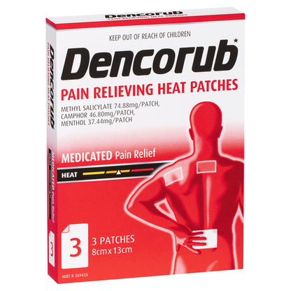 Dencorub Self Adhesive Heat Patches 3 Pack