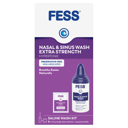 FESS Nasal & Sinus Wash Extra Strength Saline Wash Kit 6 x 6.3g - GimmeNow