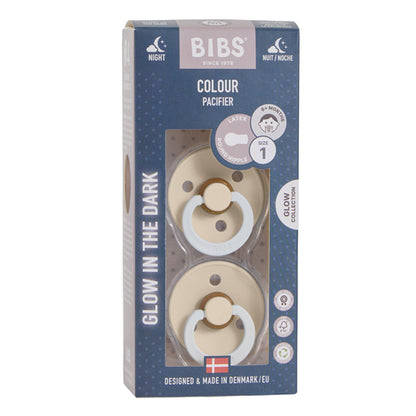 Bibs Pacifier Night Glow Vanilla Size 1 2 Pack