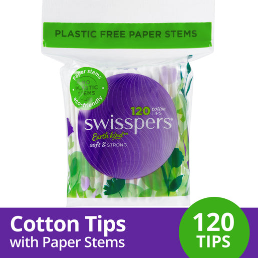 Swisspers Cotton Tips Paper Stems 120 Pack